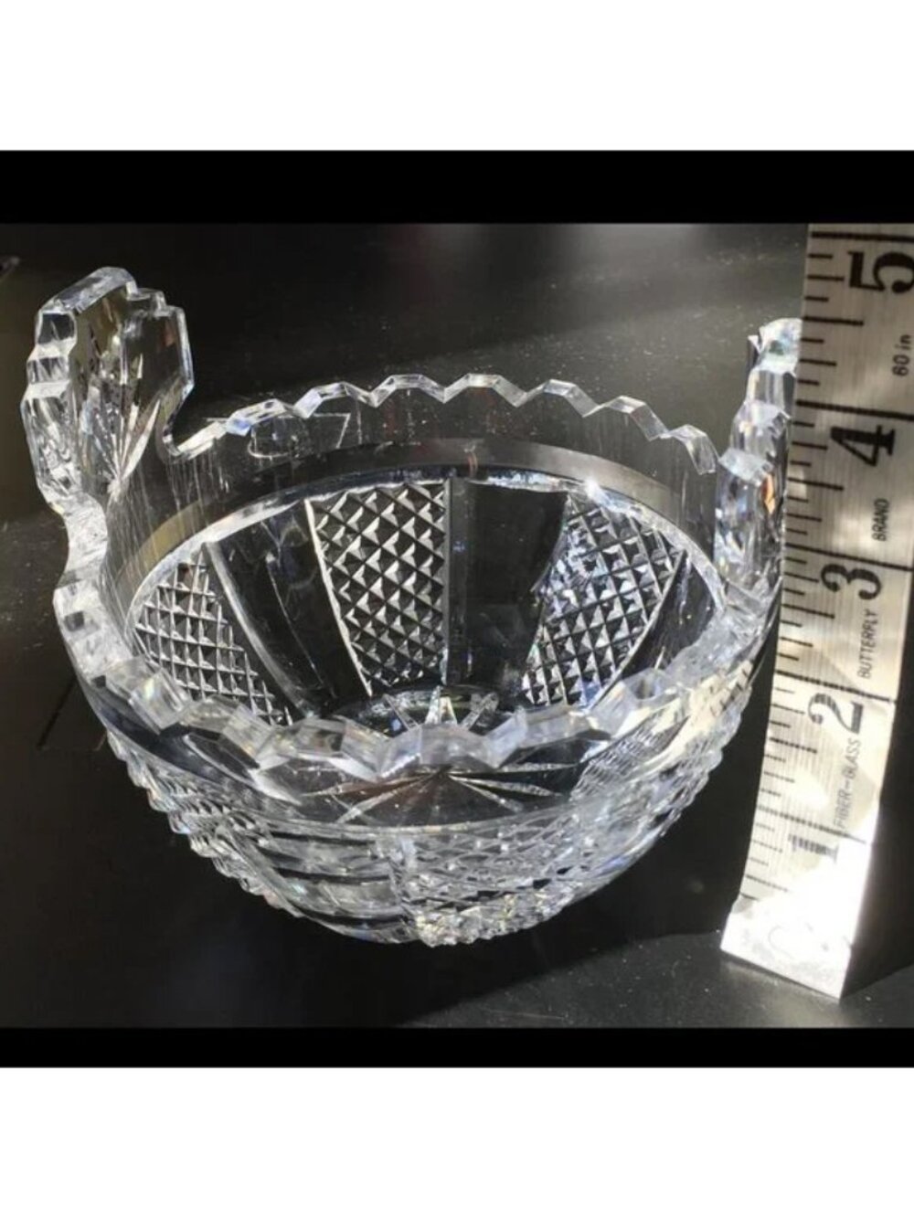 RARE Vintage ☘️ WATERFORD Crystal Hibernia BUTTER TUB BOWL  with 2 Handles /FLAW